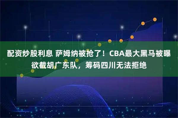 配资炒股利息 萨姆纳被抢了!CBA最大黑马被曝欲截胡广东队,筹码四川无法拒绝
